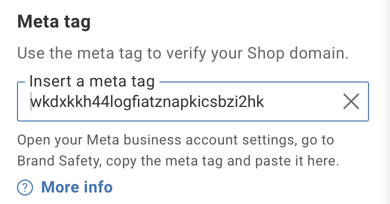 Entrée du code dans Spreadshop